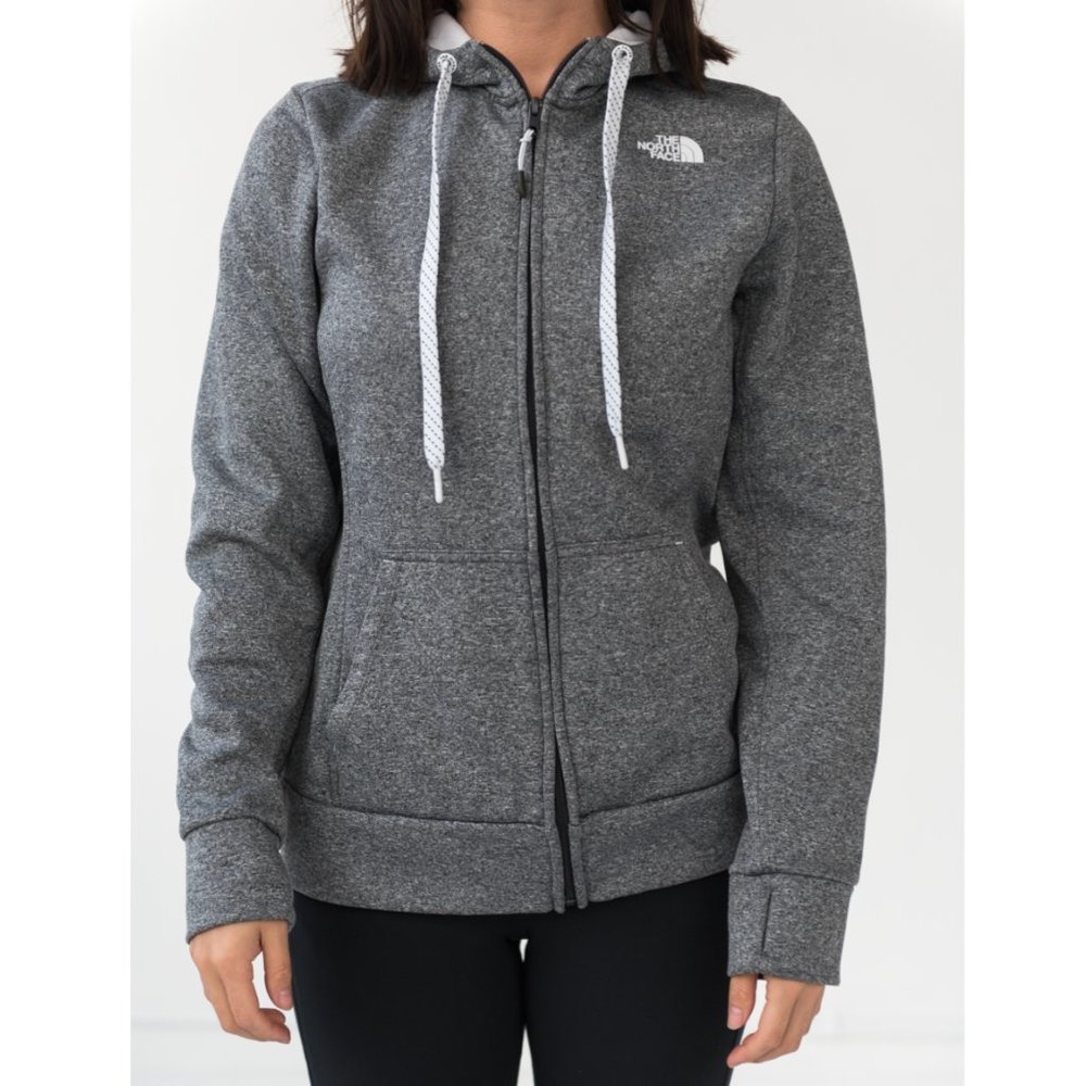 The North Face Women's Grey Zip-Up Logo Hoodie